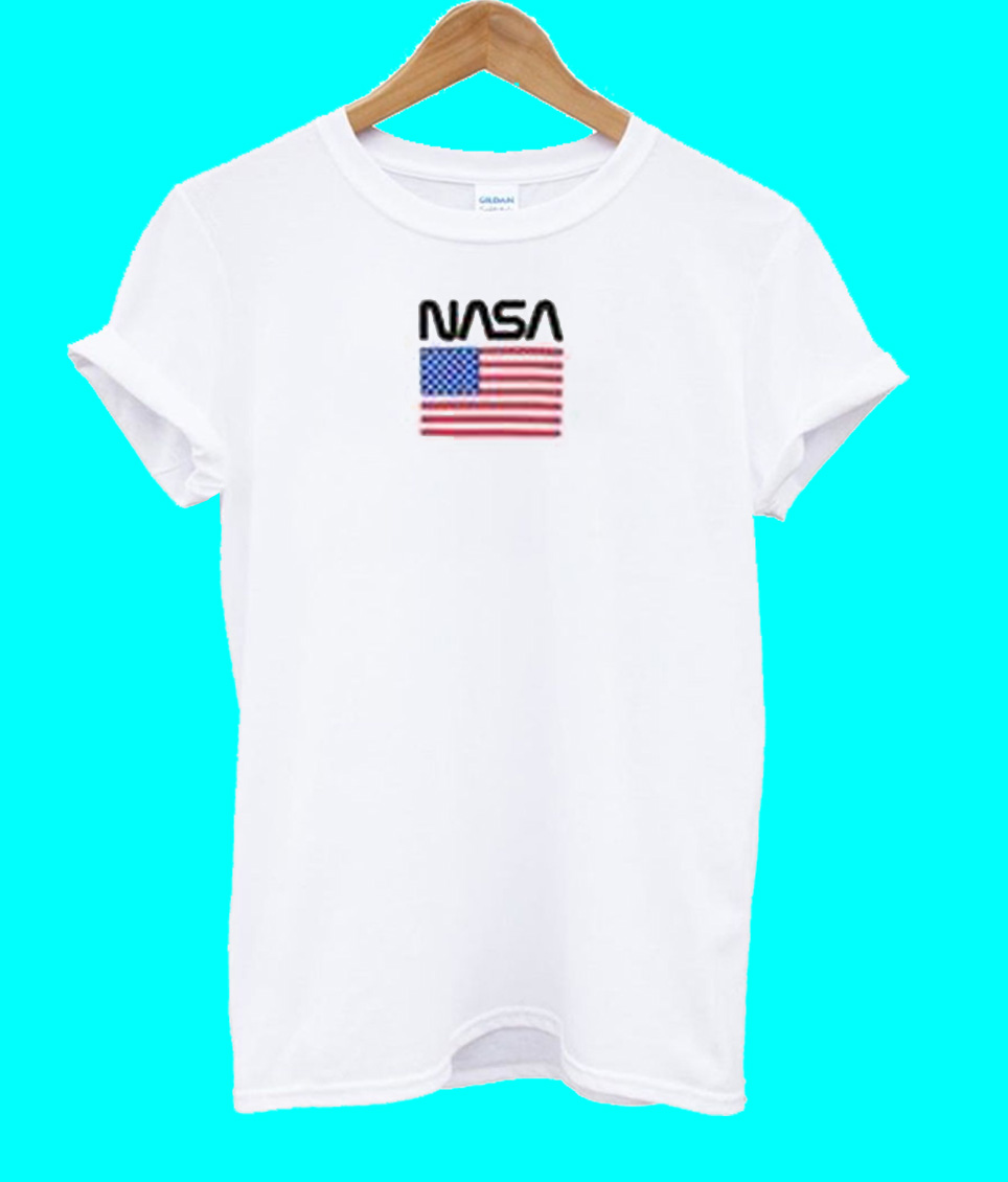 nasa t shirt with american flag