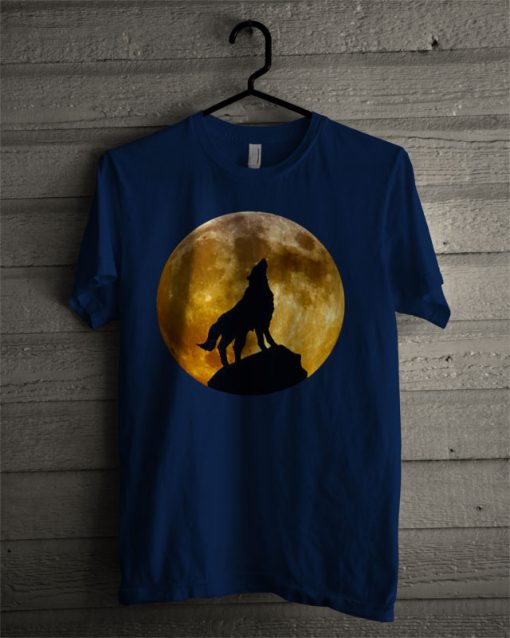 wolf howling at the moon t shirt