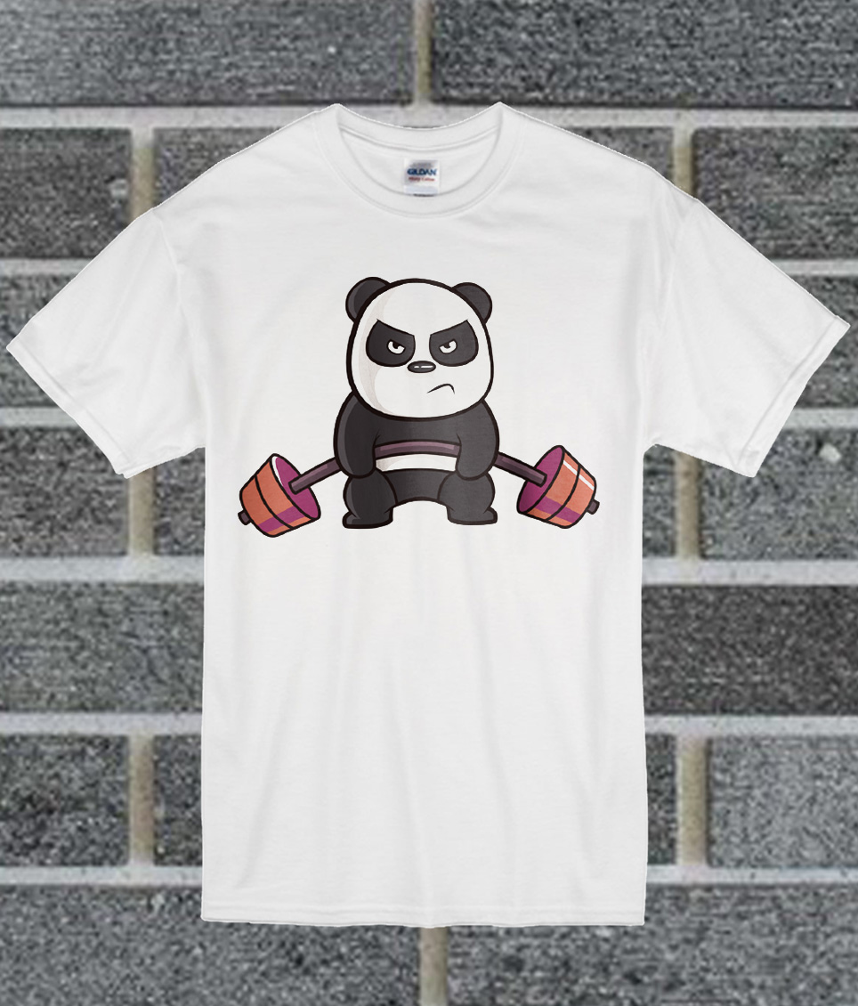 Cute Panda With Dumbbell T Shirt